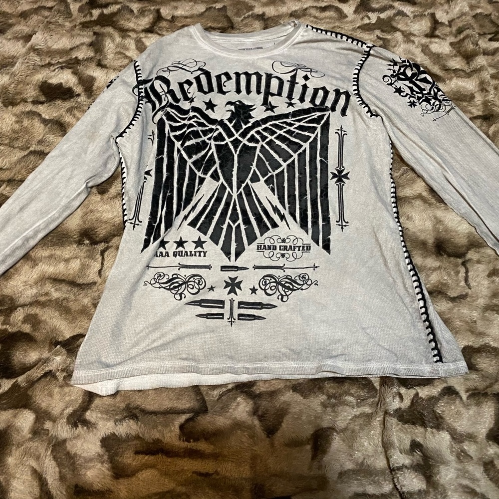 Vintage Y2K Cyber Redemption Raw State All Over Longsleeve Size L